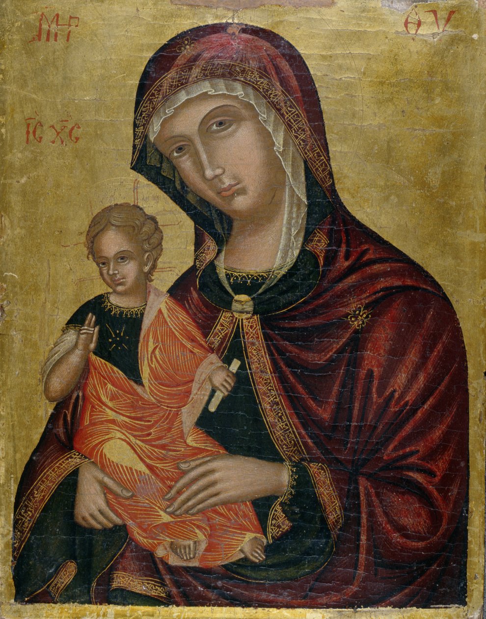 Madonna és gyermek, 1600 körül (tempera cédrusfán) alkotó: Greek School