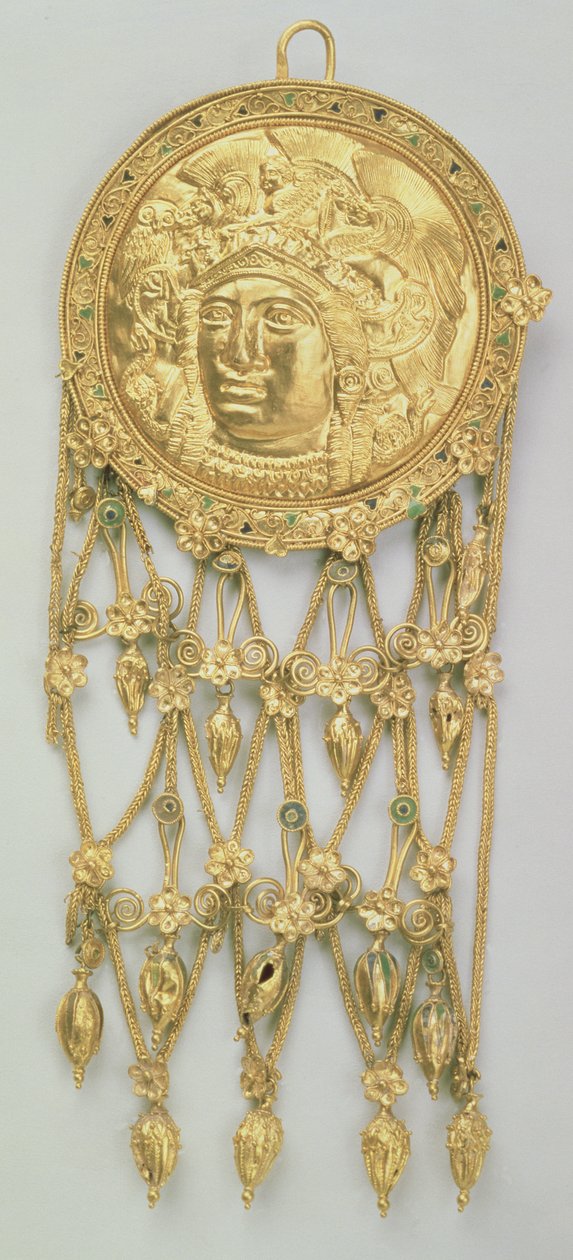 Medál Athena Parthenos fejével (arany és zománc) alkotó: Greek School