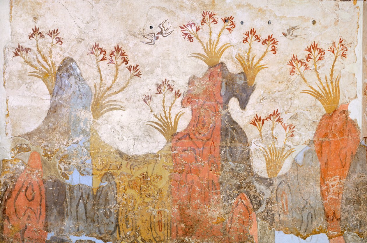 Liliom vagy tavasz szoba, Akrotiri freskó, Thera (ma Santorini), Görögország, Minószi civilizáció alkotó: Greek School
