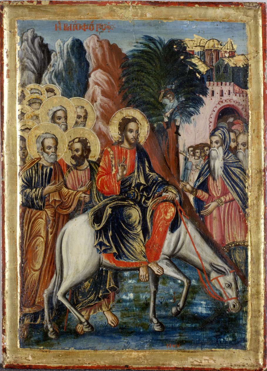 Belépés Jeruzsálembe (tempera fán) alkotó: Greek School