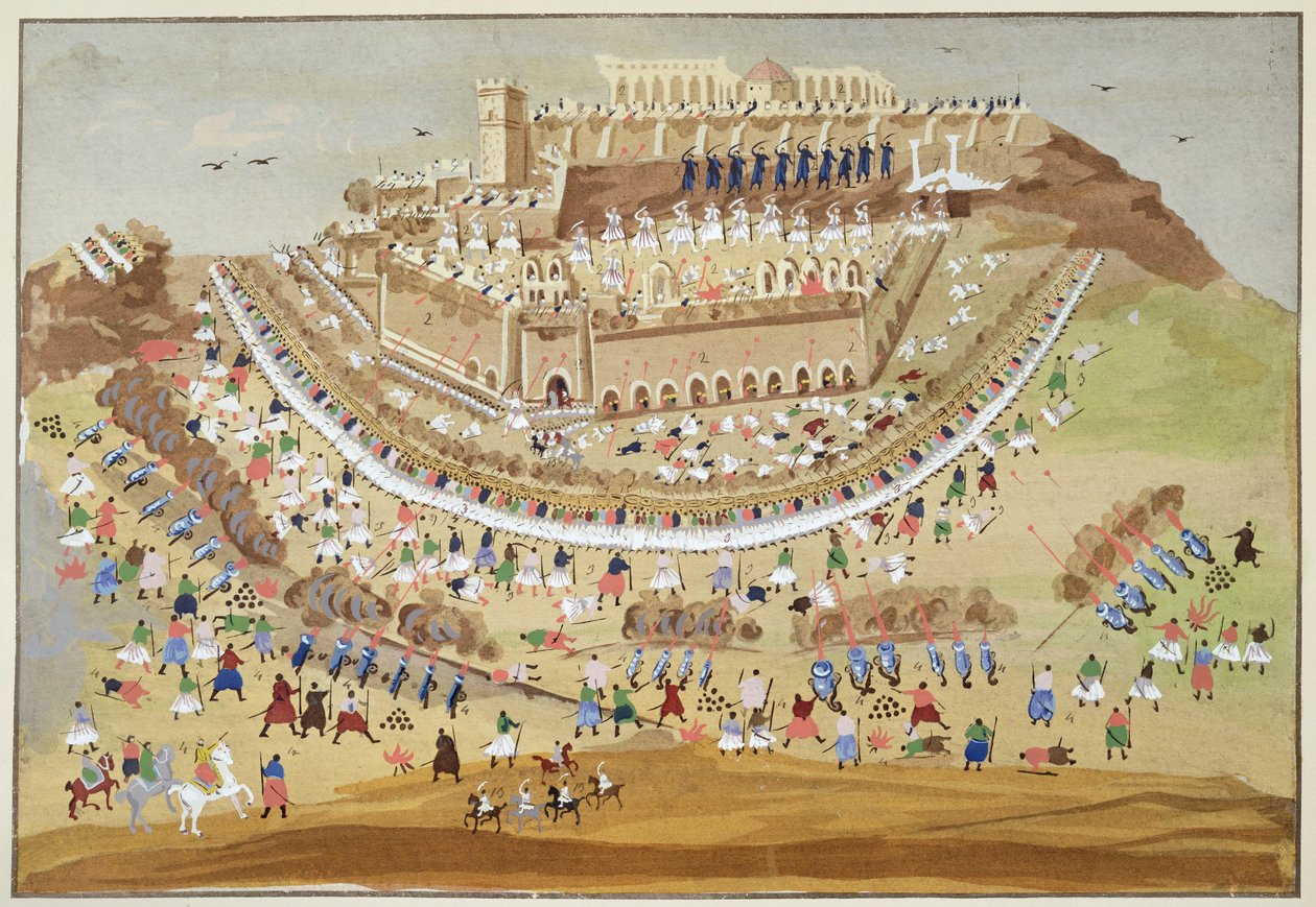 Athén 1827-es ostroma, a görög függetlenségi háború képes történetéből alkotó: Greek School