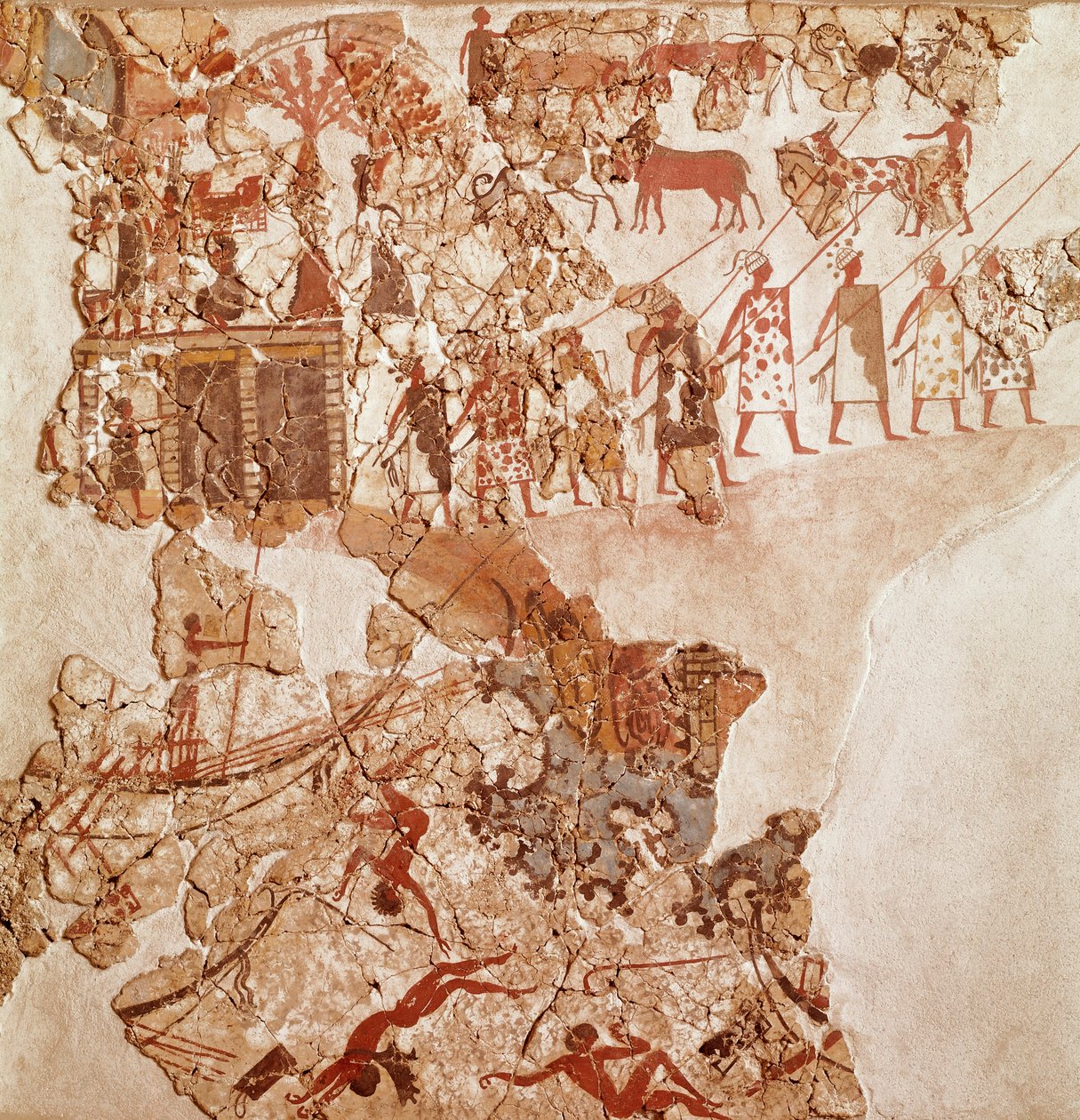 A líbiaiak halála, Akrotiri freskó, Thera (ma Santorini) (Görögország), minószi civilizáció alkotó: Greek School
