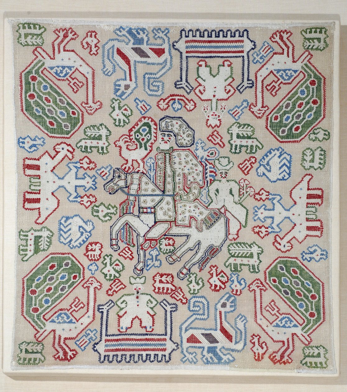 Párnahuzat része, Lefkaa, Jón-szigetek, 17-18. század (vászon selyemszálakkal) alkotó: Greek School