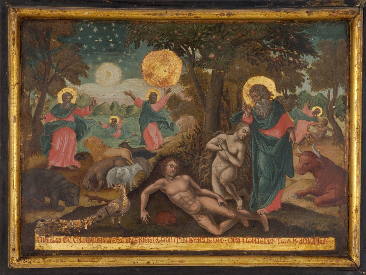 Credo in Deum, Teremtés Az apostolok hitvallása, 1700 alkotó: Greek icon