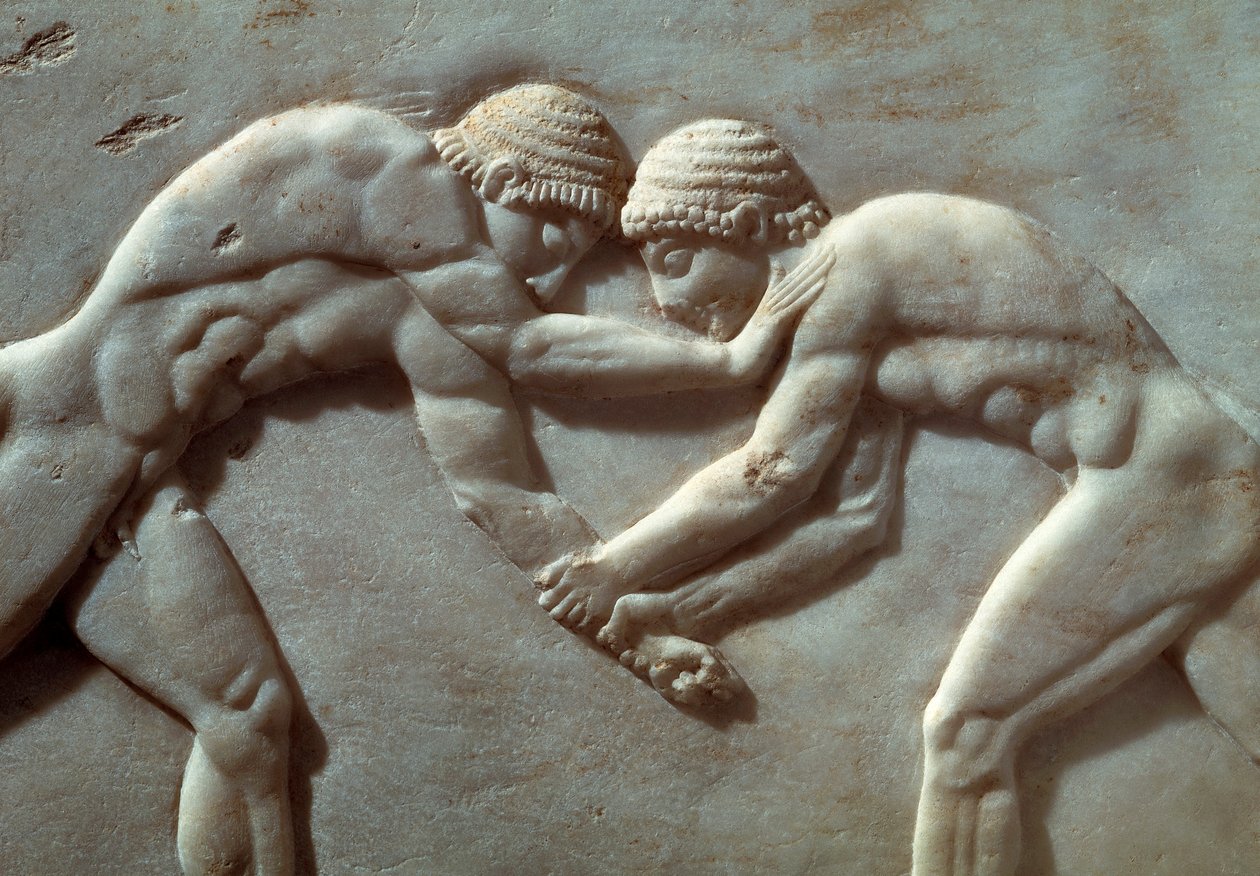Verseny sportolók között, dombormű az athéni Kerameikosz nekropoliszáról, Görögország, Részlet, görög civilizáció, Kr.e. 6. század alkotó: Greek School