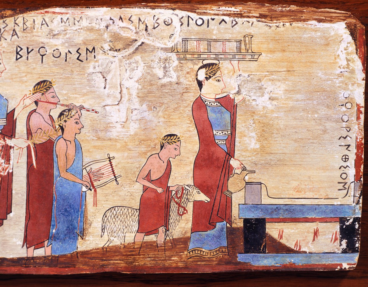 Áldozatot bemutató jelenet, festett tábla a görögországi pitsai görög civilizációból, Kr.e. 6. század alkotó: Greek School