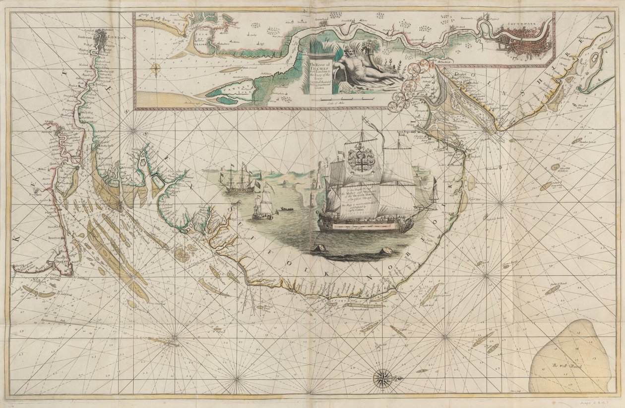 A keleti part diagramja a lincolnshire-i Bartontól a kenti Doverig alkotó: Greenvile Collins