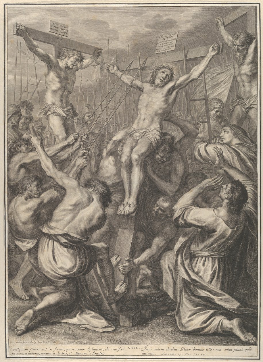 Krisztus a keresztre emelve, Krisztus szenvedéstörténetéből, 19. tábla alkotó: Gregoire Huret