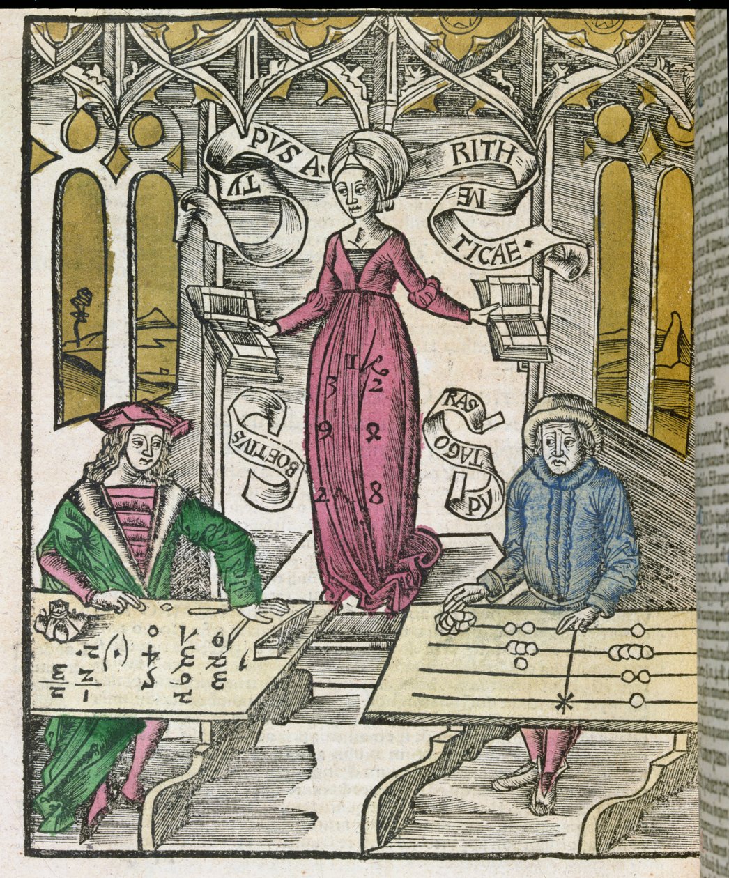 Az aritmetika allegóriája, Gregor Reisch „Margarita Philosophica” című művéből, 1503 alkotó: Gregor Reisch