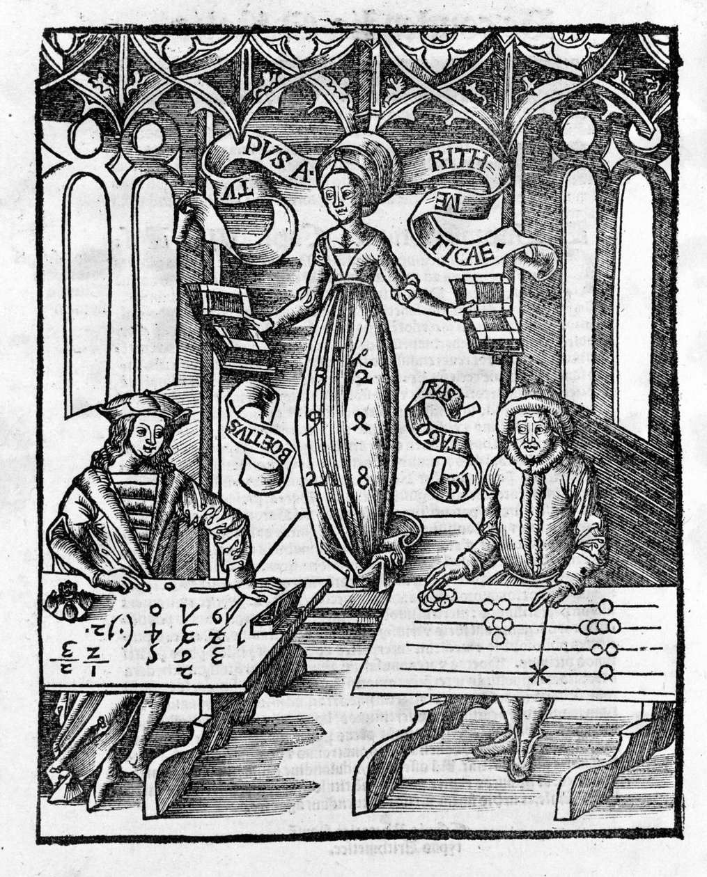 Liberal Arts: Aritmetic – Gregor Reisch (1467-1525) „filozófiai százszorszép” című könyvében. Bála alkotó: Gregor Reisch