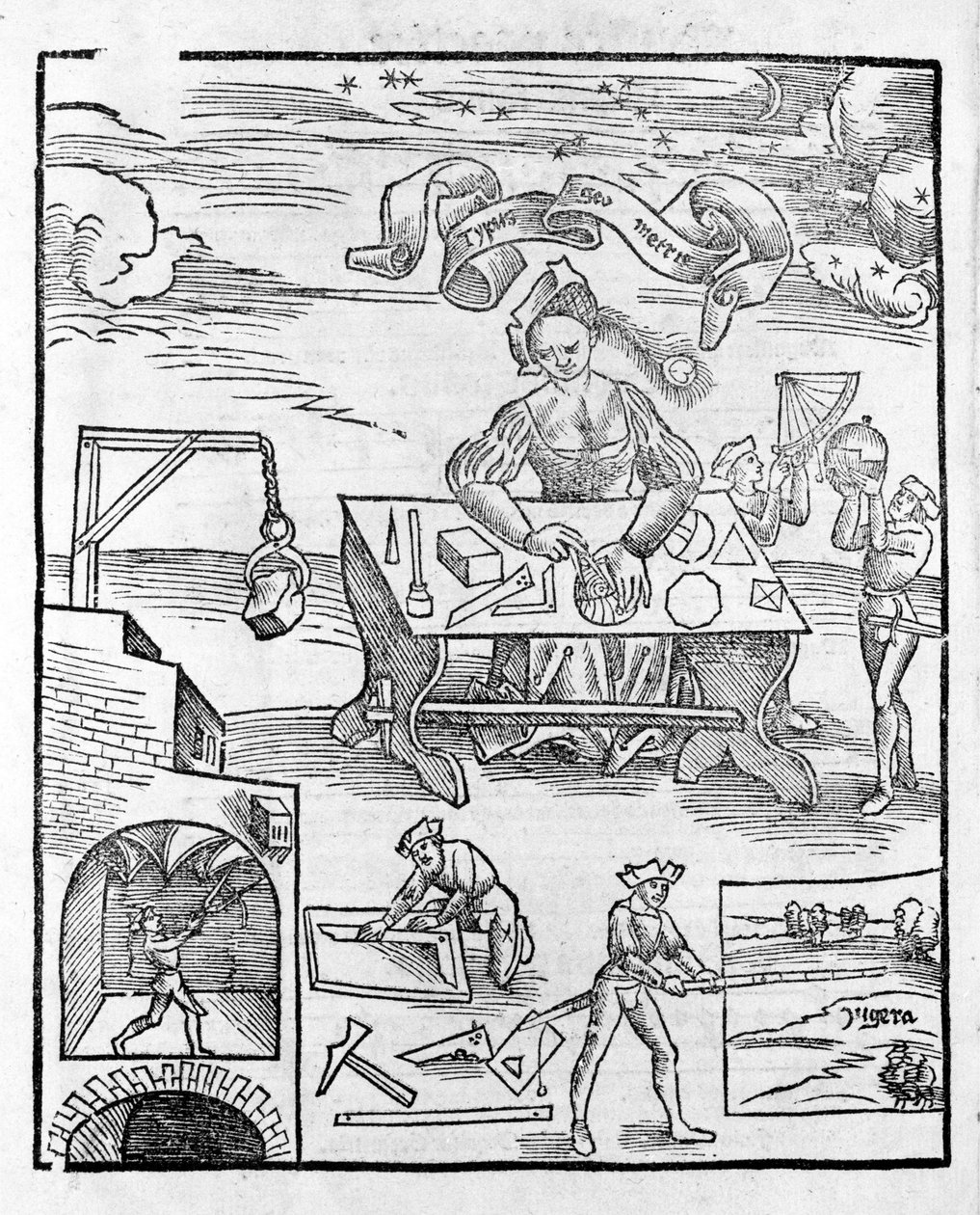 Liberális művészetek: Geometria – Gregor Reisch (1467-1525) „filozófiai százszorszépében”. Bála alkotó: Gregor Reisch