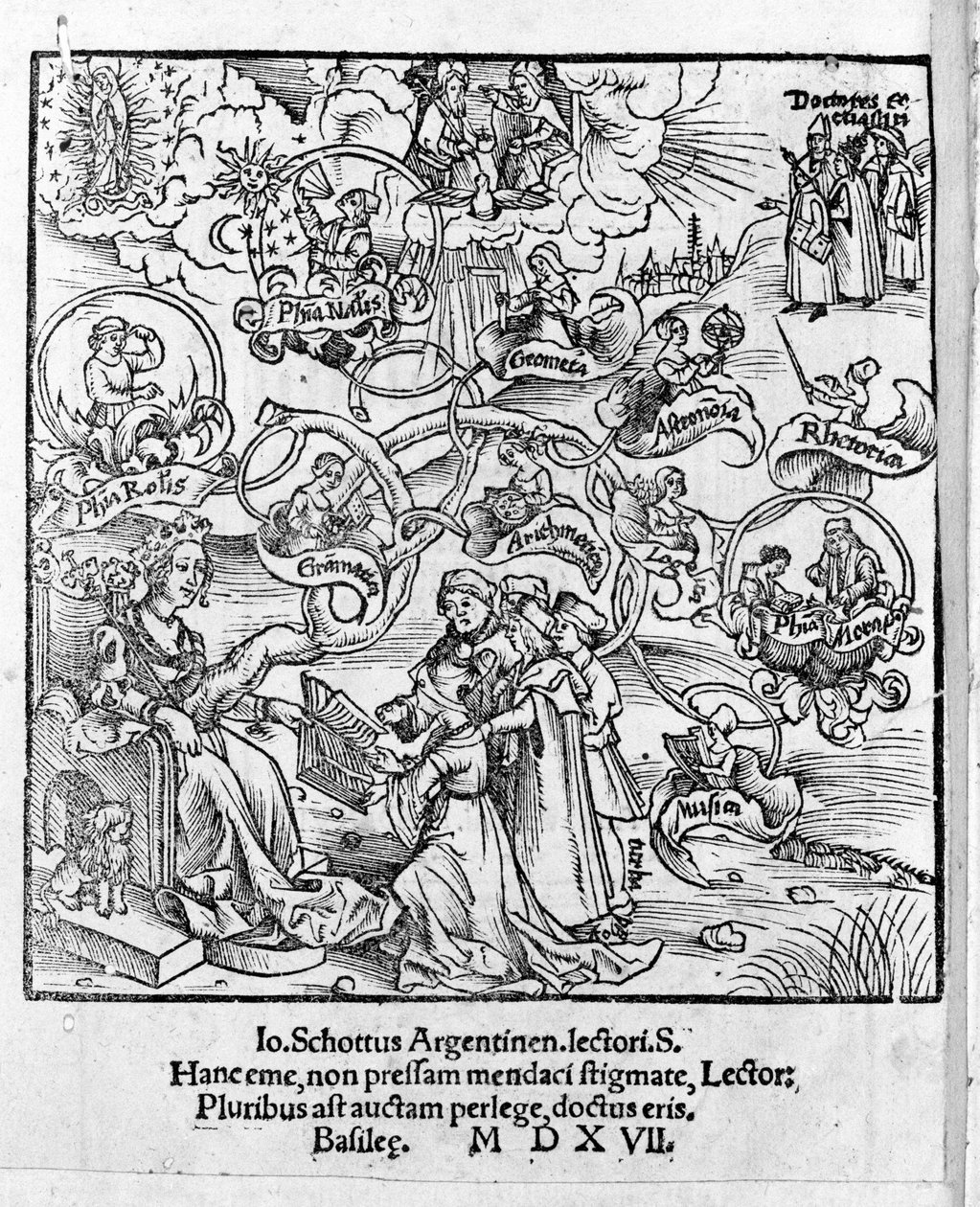 A liberális művészetek: a trivium és a quadrivium - Gregor Reisch (1467-1525) „Margarita Philosophica” című művében. Bála alkotó: Gregor Reisch