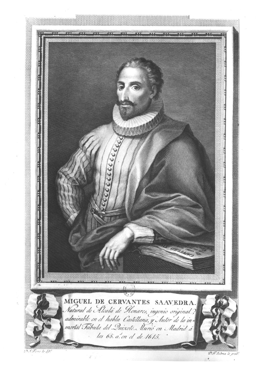 Miguel de Cervantes Saavedra (1547-1616) portréja, amelyet Fernando Selma (1752-1810) vésett alkotó: Gregorio Ferro