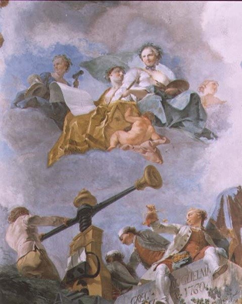 Allegorikus figurák, a Nagy Galéria mennyezetének részlete, 1759-62 alkotó: Gregorio Guglielmi
