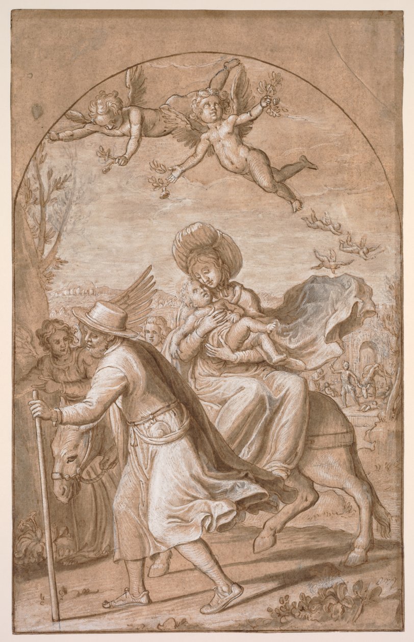 A repülés Egyiptomba, c. 1590. alkotó: Gregorio Pagani