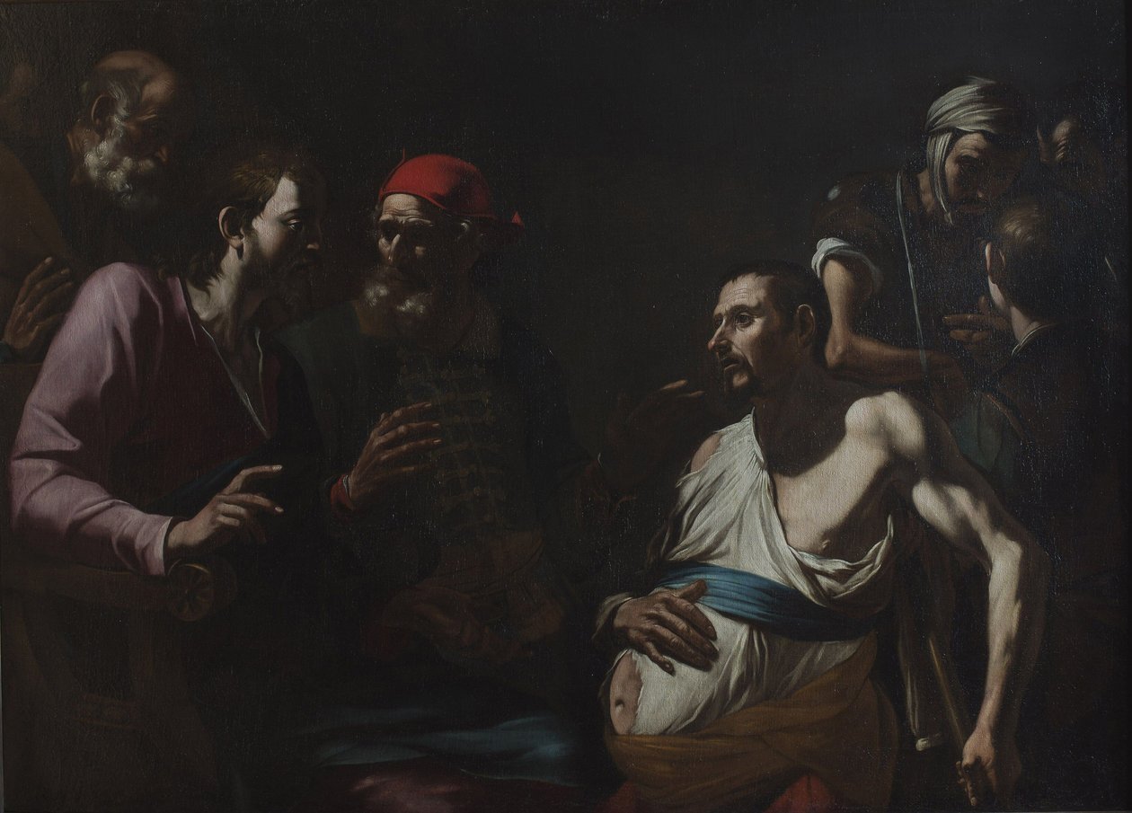 Vízkóros férfi gyógyítása, 1630 körül. alkotó: Gregorio Preti