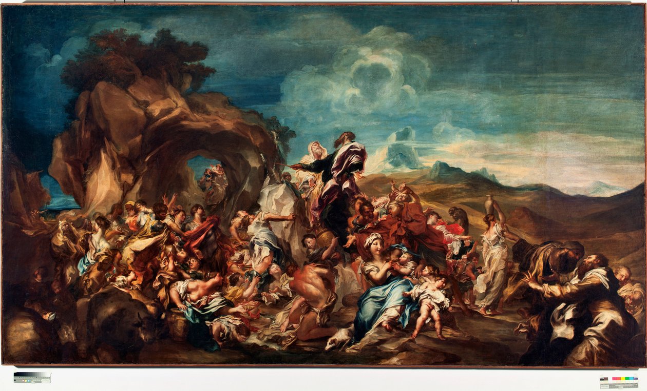 Mózes felüti a vizet a sziklából Gregorio De Ferrari (1647-1726) festménye: Gének, új utcai múzeumok alkotó: Gregorio De Ferrari
