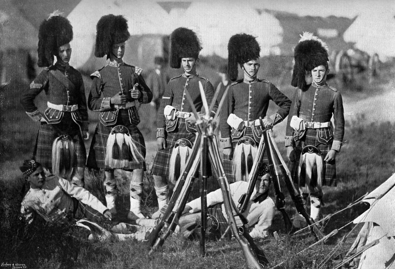 A Seaforth Highlanders tábori őre a New Forest-i manővereknél, Hampshire, 1896. alkotó: Gregory and Co