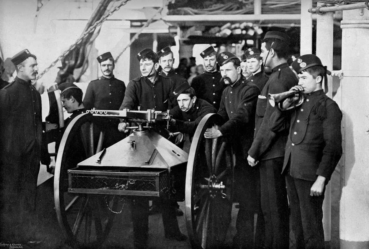Repel boarders gyakorlat, Sheerness Gunnery School, Kent, 1896 alkotó: Gregory and Co