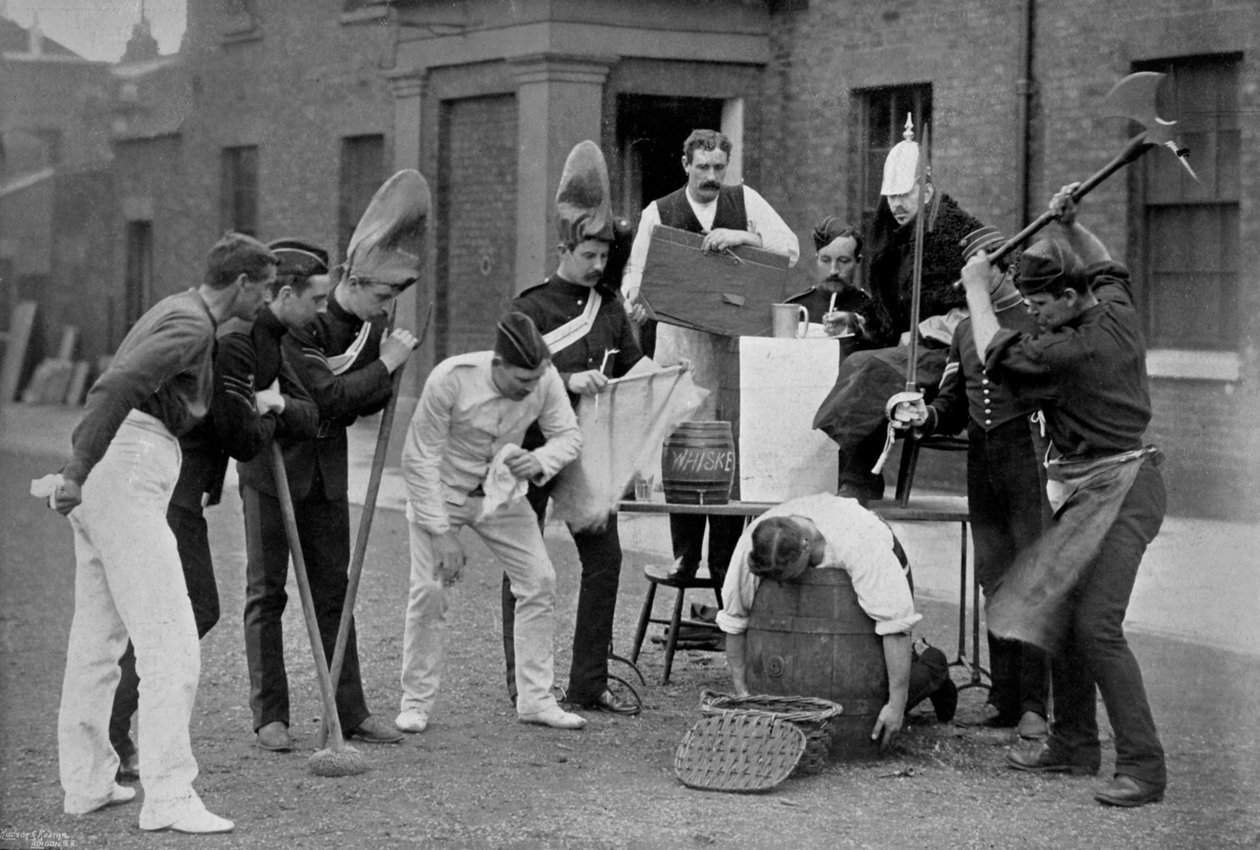 A Royal Horse Guards laktanyatörvényének szélsőséges büntetése, 1896 alkotó: Gregory and Co