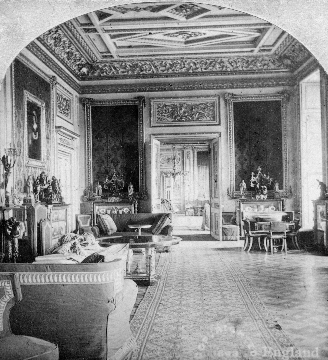 The Green Drawing Room, Windsor Castle, Windsor, Berkshire, 19. század vége. alkotó: Griffiths Brothers