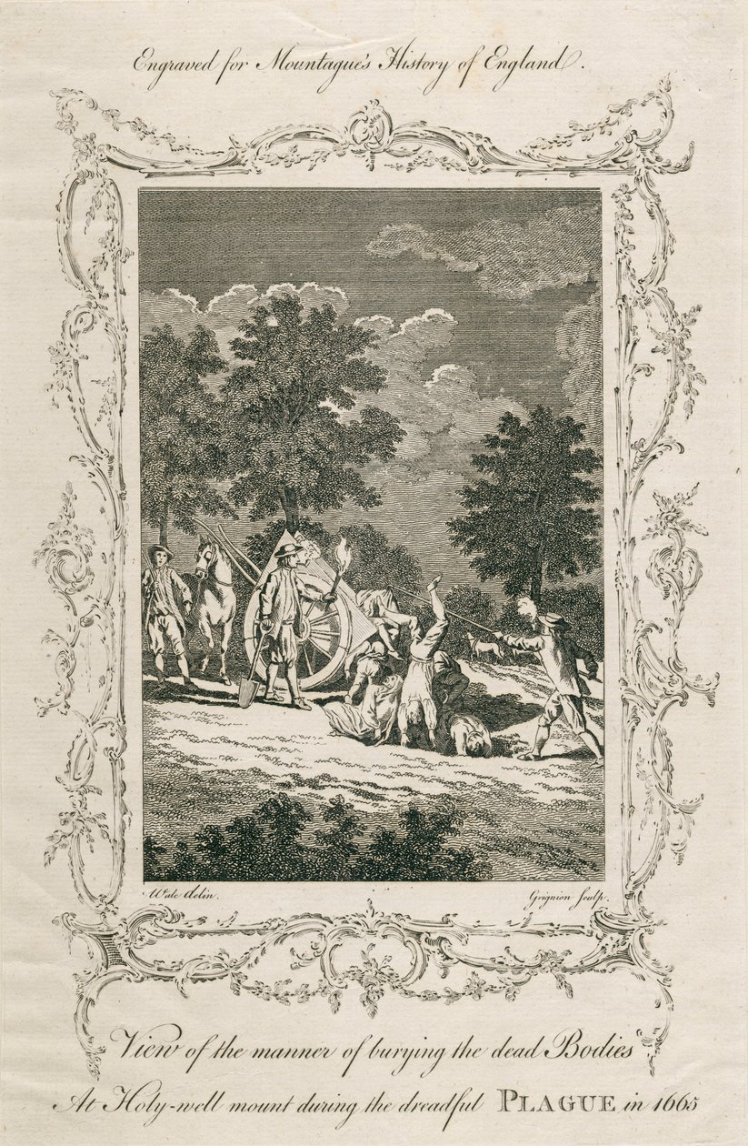 Pestis áldozatainak temetése, Holywell Mount, Shoreditch, London, 1665 c XVIII. század vége alkotó: Grignion