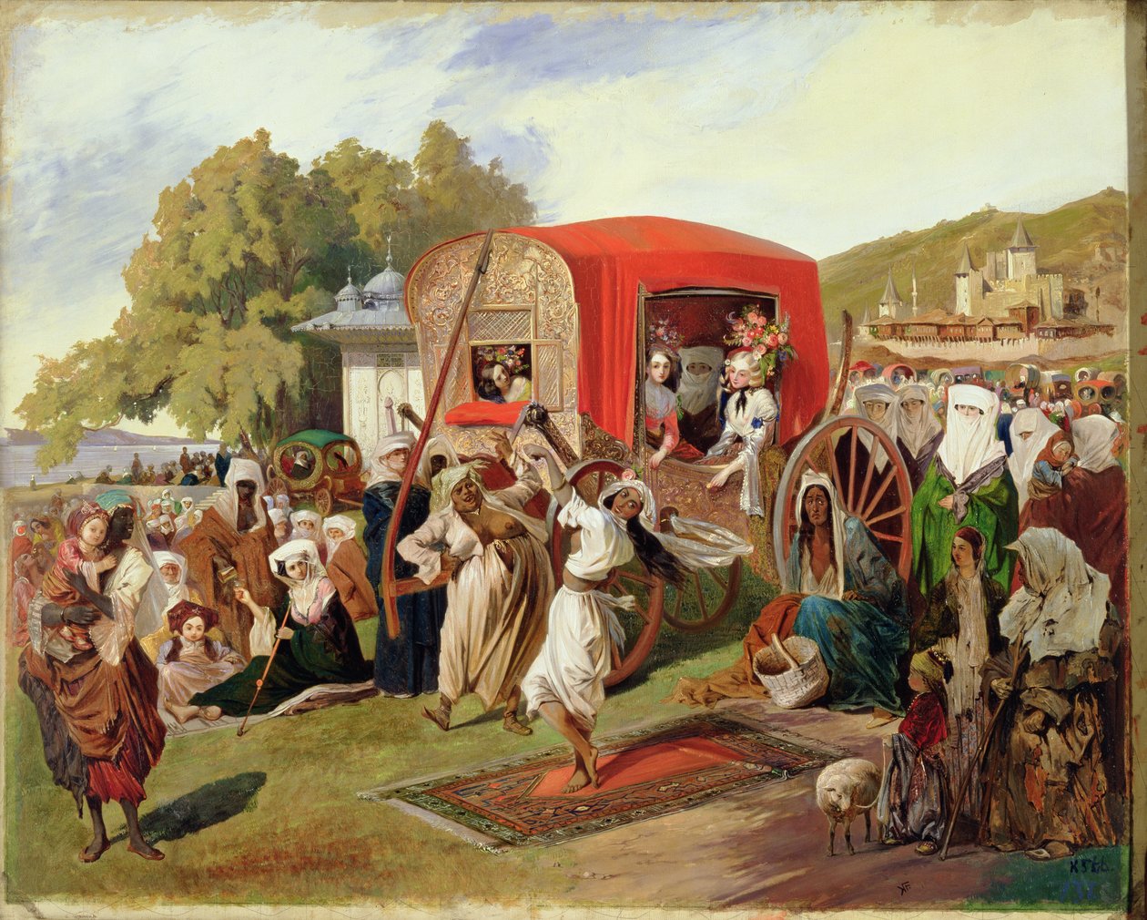 Outdoor Fete Törökországban, 1830-60 körül alkotó: Grigori Grigorevich Gagarin