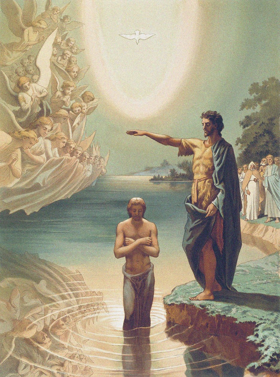Krisztus keresztsége, 1860 körül (litho) alkotó: Grigori Grigorevich (after) Gagarin