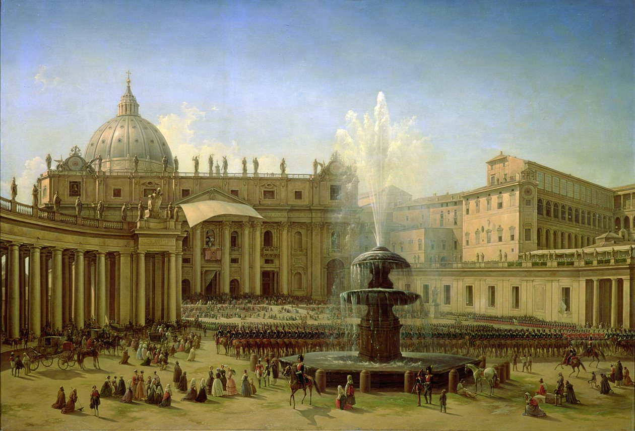 A Piazza San Pietro Rómában a pápai áldás idején, 1850 alkotó: Grigori Grigor