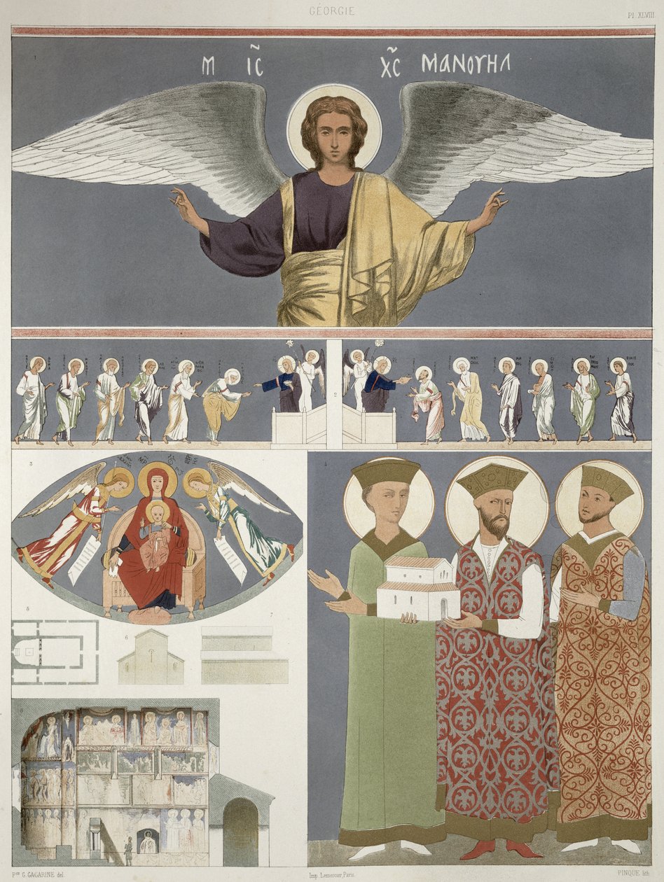 Freskók a Dido melletti nekrssi ortodox templomból, a „Le Caucase pittoresque dessine apres nature” 48. táblája Ernest Stackelberg gróf szövegével, 1847-ben megjelent alkotó: Grigori Grigorevich Gagarin