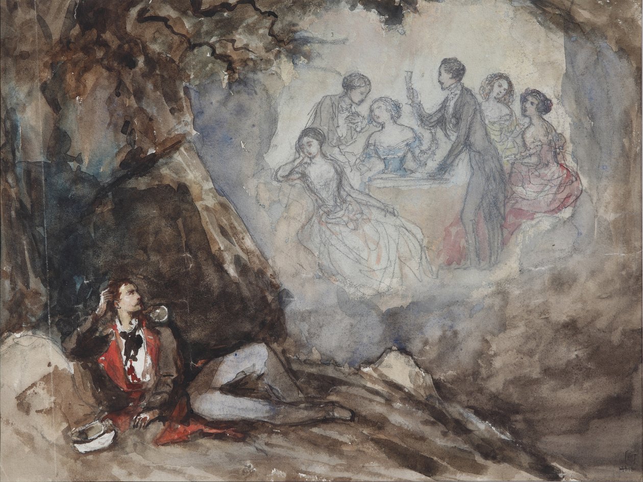 Illusztráció M. Lermontov Az álom című verséhez, a 19. század közepe alkotó: Grigori Grigorevich Gagarin
