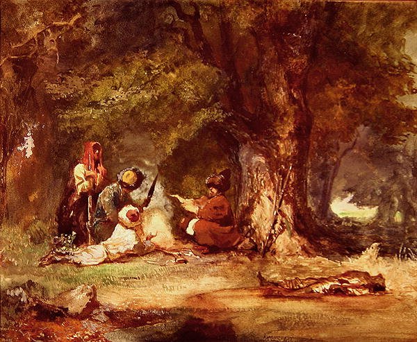 Orosz katonák az 1817-64-es kaukázusi háborúk idején (akvarell, papír) alkotó: Grigori Grigorevich Gagarin