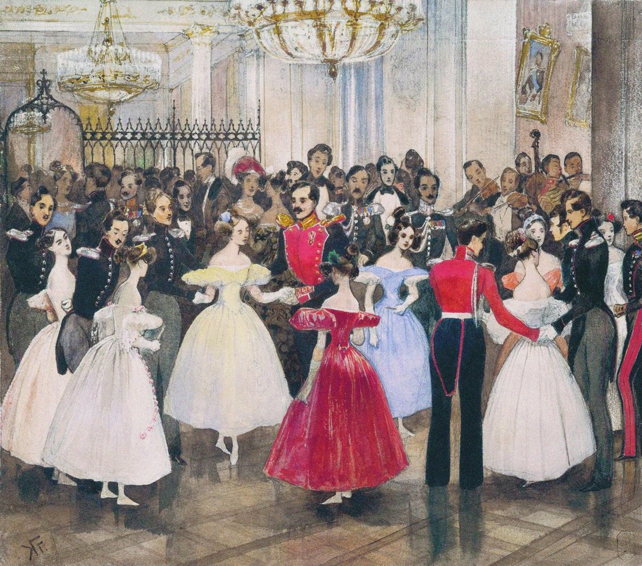 A bál Maria Baryatinskaya hercegnő házában, 1830-as évek alkotó: Grigori Grigorevich Gagarin