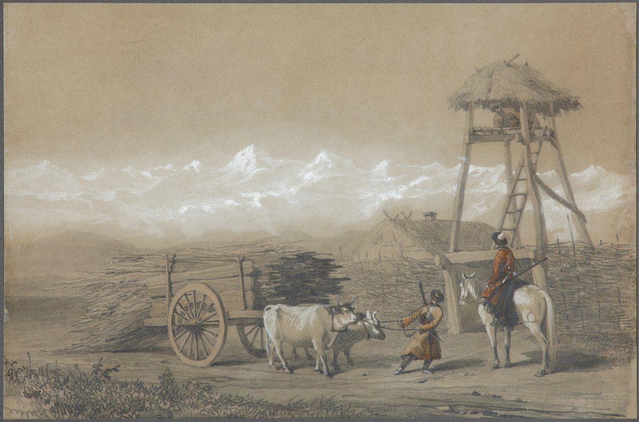 A kozák erőd a Kaukázusban, 1846 alkotó: Grigori Grigorevich Gagarin