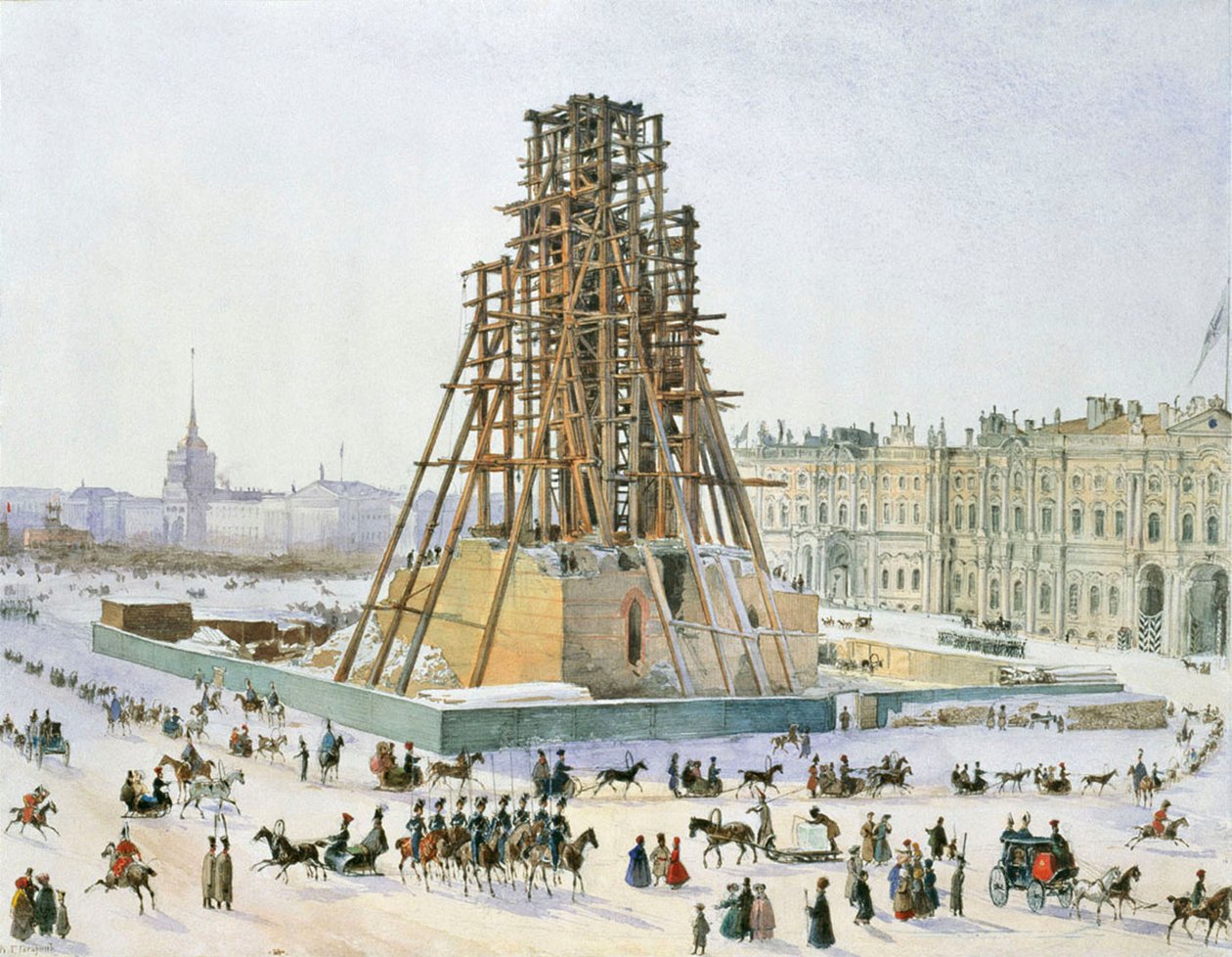 A Sándor-oszlop állványzatban, 1833. alkotó: Grigori Grigorievich Gagarin