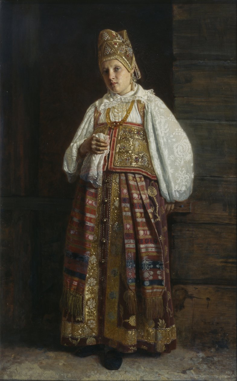 Kurszki nő hagyományos orosz ruhában, 1871 alkotó: Grigori Semenovich Sedov