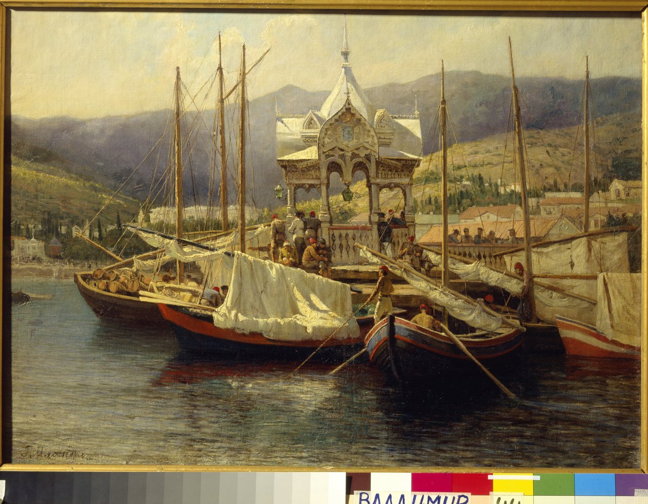 Le Port de Yalta (Ukrajna) - Grigorij (Grigorij, Grigorij) Grigorievich Myasoedov (Myasoedov) festménye (1834-1911), huile sur toile alkotó: Grigoriy Myasoyedov
