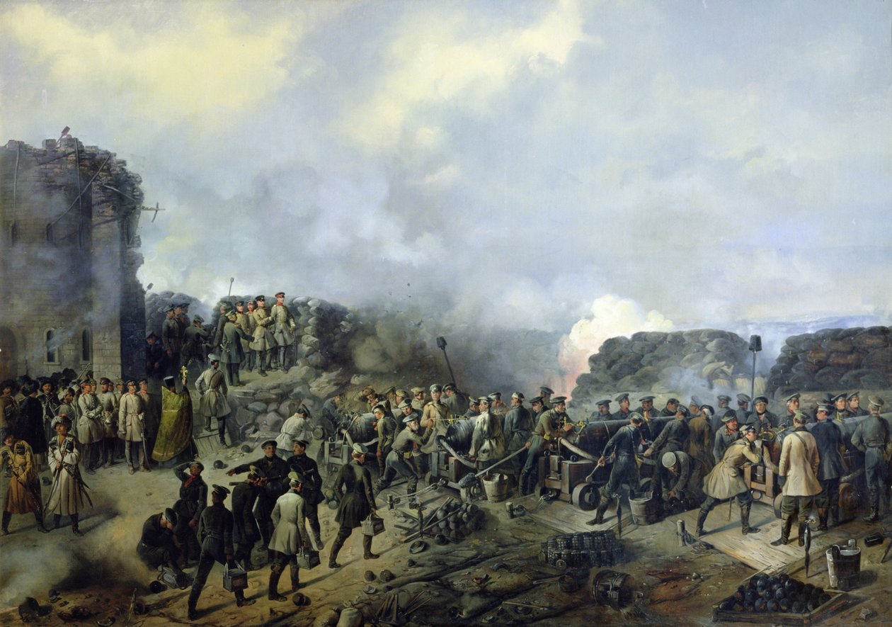 A francia-orosz csata Malakhov Kurgannál 1855-ben, 1856-ban alkotó: Grigory Shukayev