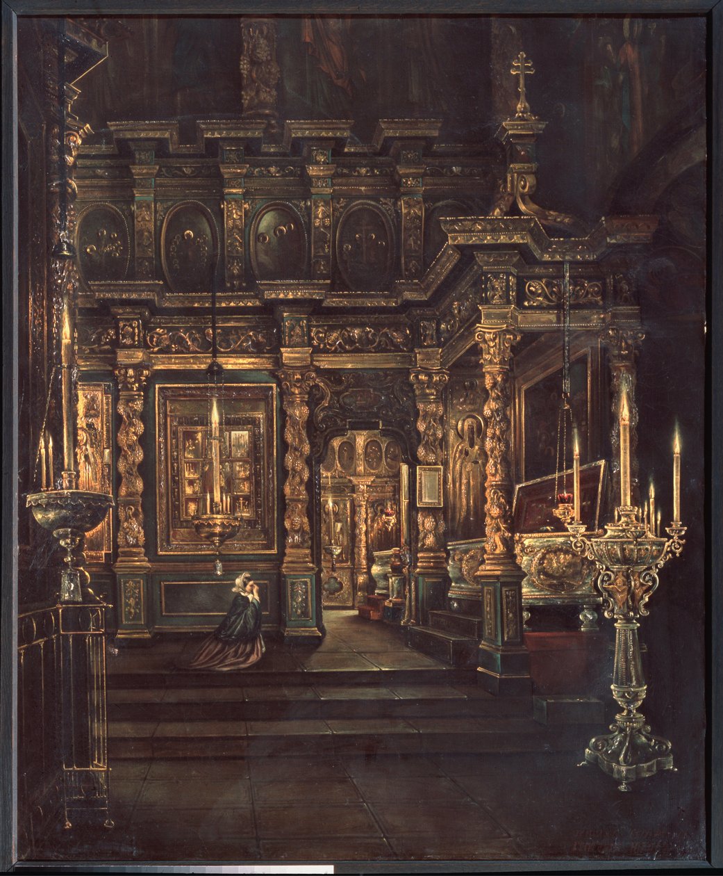 A rosztovi Boldogasszony mennybemenetelében (A rosztovi Boldogságos Szűz székesegyház mennybemenetelében) - Grigorij Vasziljevics Jurov festménye (?-1896 után), olaj, vászon alkotó: Grigory Vasilievich Yurov