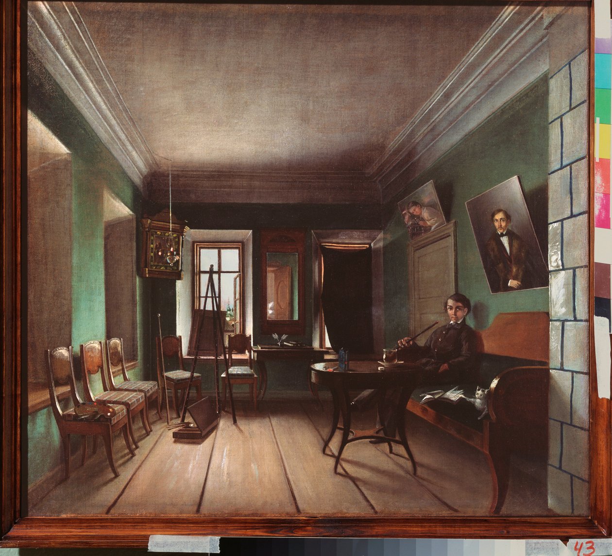 A Bykov-ház belseje – Grigorij Vasziljevics Jurov festménye (?-1896 után), olaj, vászon, 1850 körül, orosz művészet alkotó: Grigory Vasilievich Yurov