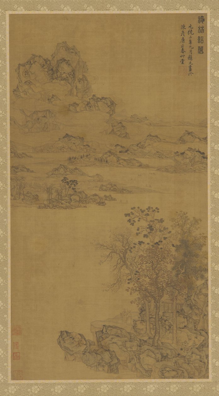 Elválás egy baráttól az őszi fák alatt, Qing-dinasztia, 17.-18. század eleje. alkotó: Gu Fuzhen