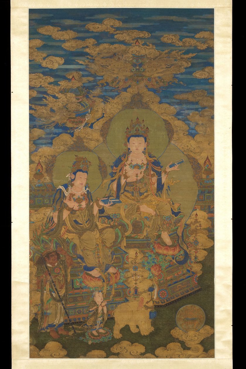 Guanyin bodhisattva két változata, 1750 körül (tinta és szín selyemen) alkotó: Guanpeng (after) Ding