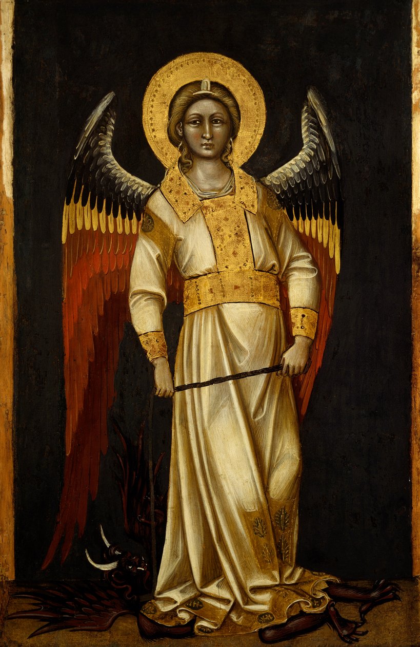 Angyal démonnal a láncon Guarientotól (aktív 1338-1367 vagy 1370), tempera a panelen, 1354 körül alkotó: Guariento di Arpo