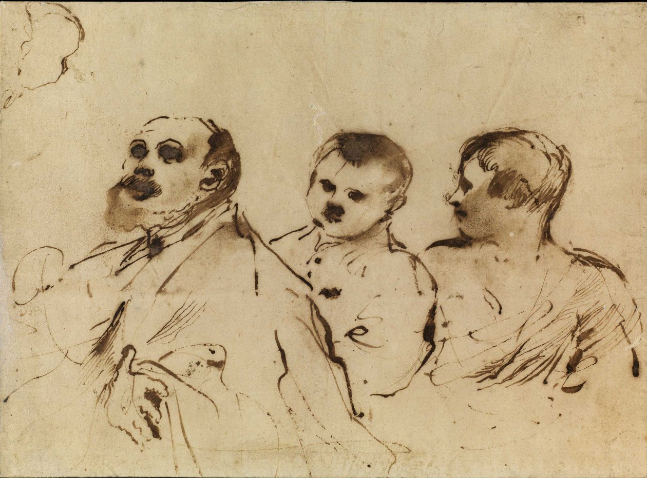 Egy püspök két gyerekkel alkotó: Guercino
