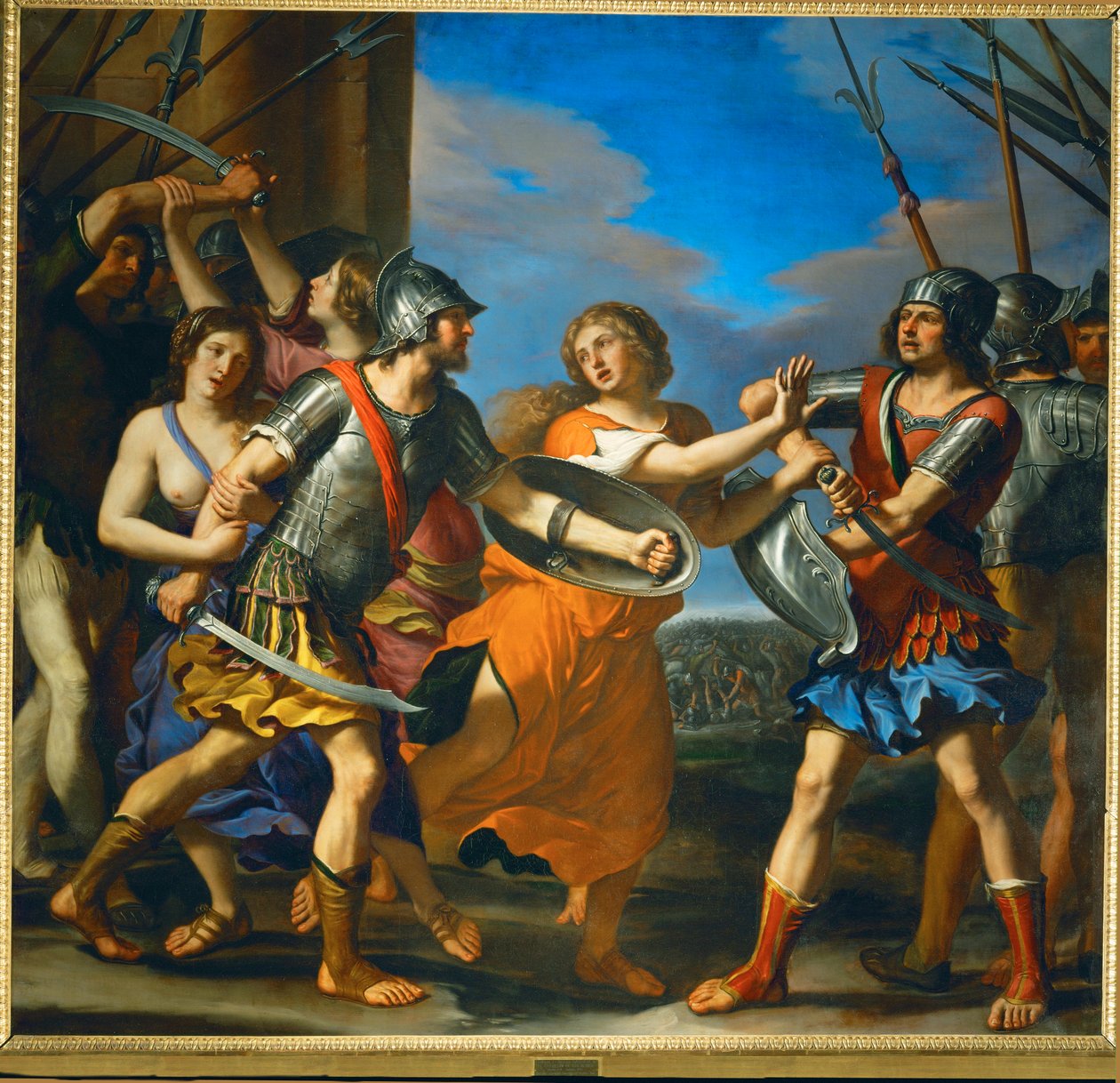 Hersilia elválasztja Romulust és Tatiust, a szabinok királyát ... alkotó: Guercino (1591 1666)