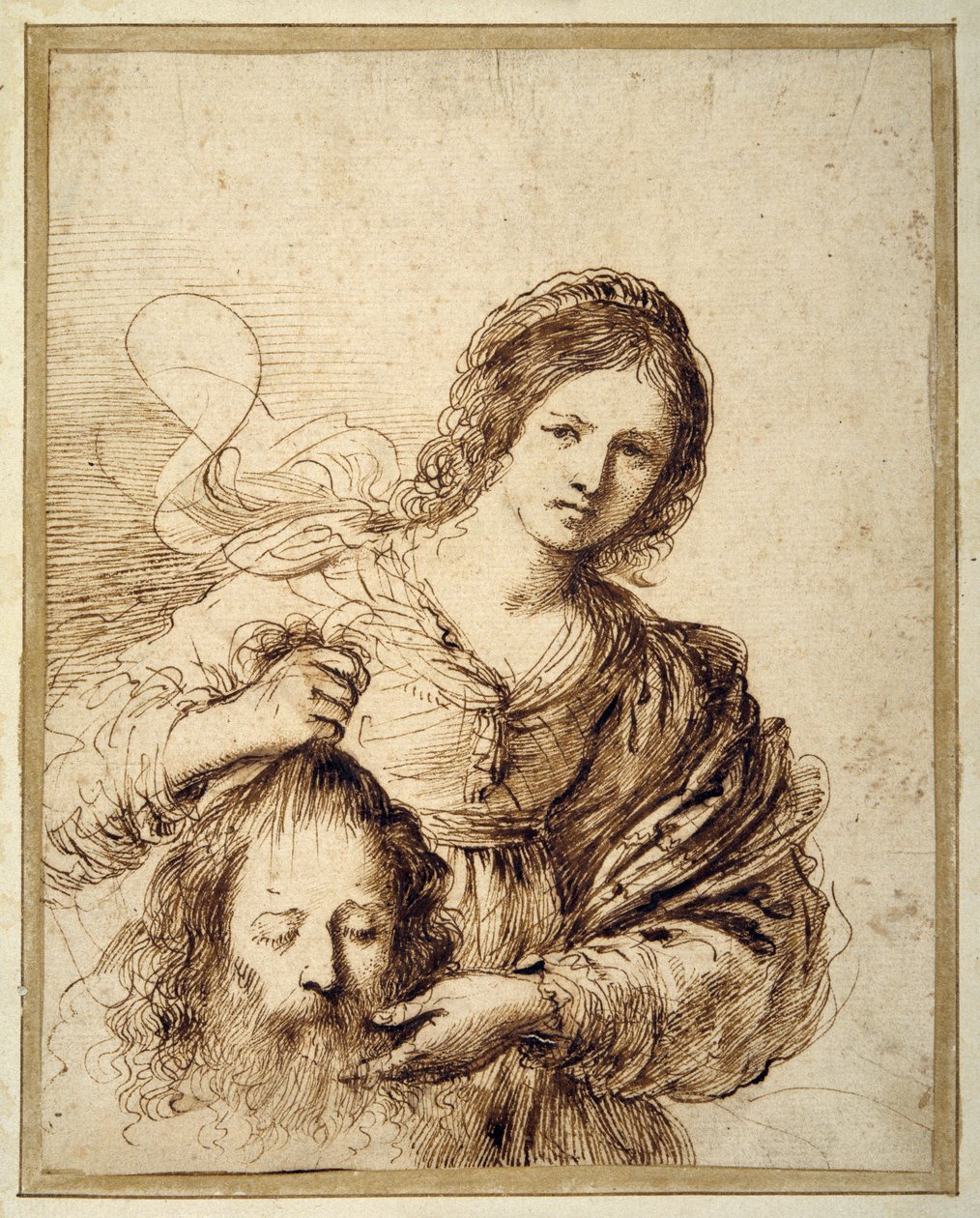 Judit Holofernész fejével (toll és barna tinta krémpapíron) alkotó: Guercino (1591 1666)