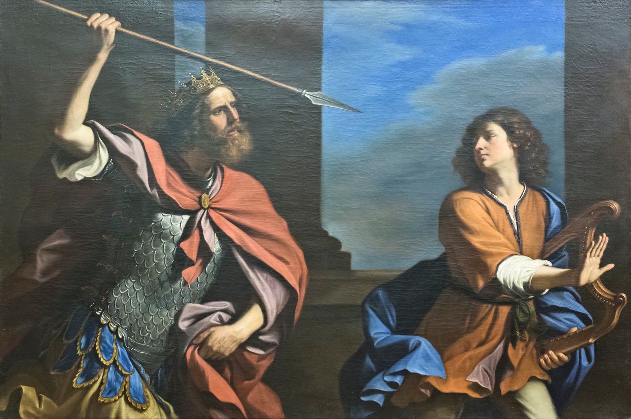 Saul megpróbálja megölni Dávidot a lándzsájával alkotó: Guercino (1591 1666)