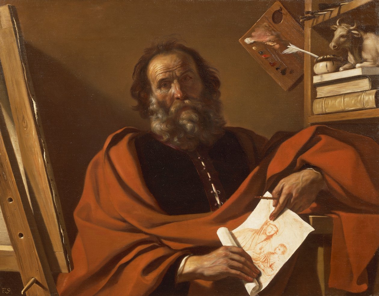 Szent Lukács, Giovanni Francesco Barbieri, Guercino, olaj, vászon alkotó: Guercino