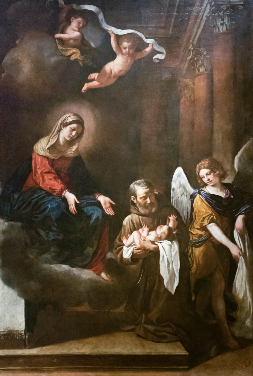 A Madonna Felice da Cantalicével, a csecsemő Jézussal és egy angyallal, Guercino alkotó: Guercino (1591 1666)