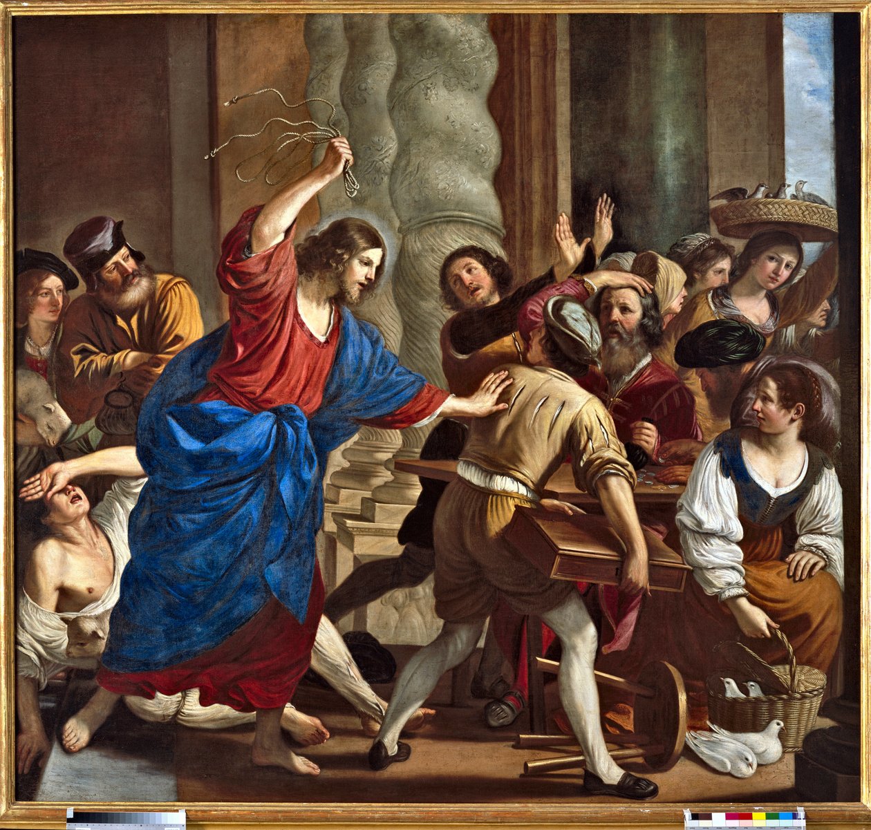 Krisztus elűzi a pénzkölcsönzőket a templomból Giovanni Francesco Barbieri dit Il Guercino (A Guerchin) festménye (1591-1666) alkotó: Guercino